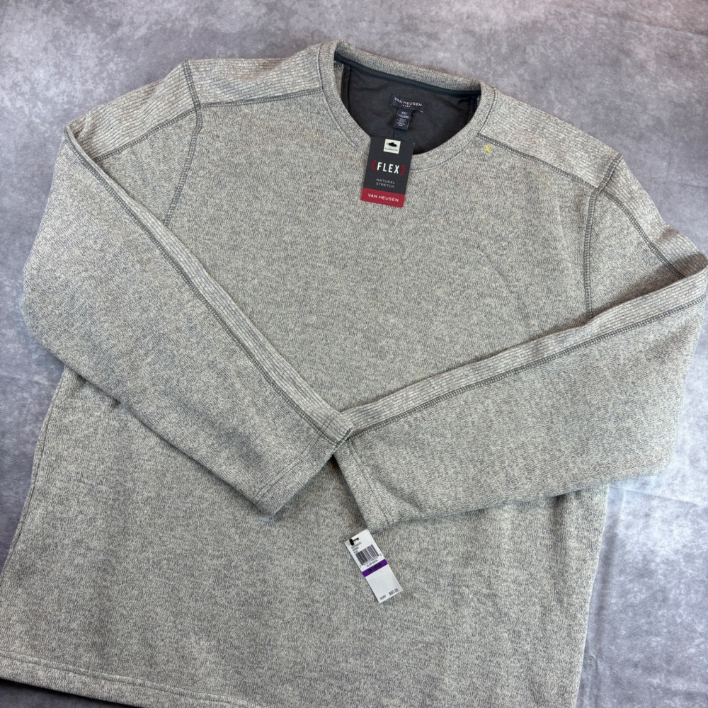 Van Heusen Flex Pullover Mens XXL Gray Heathered Crewneck Sweatshirt NWT